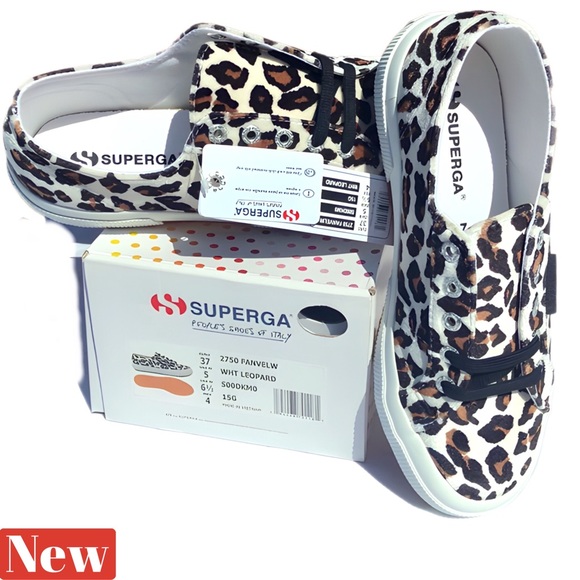 🆕 Superga Sparkle White leopard print sneaker - Picture 1 of 16
